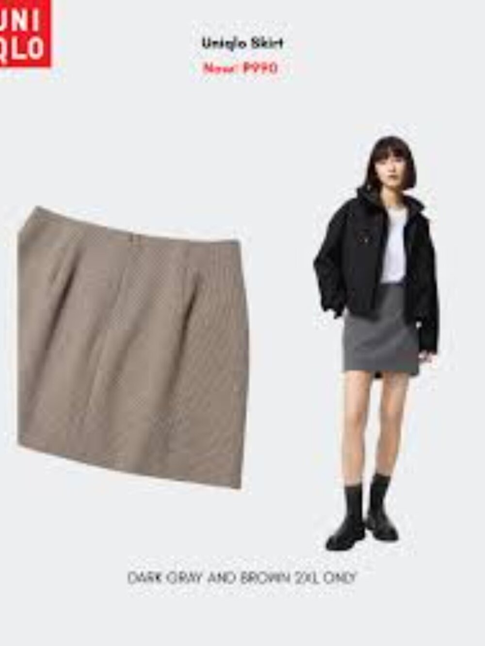 Uniqlo Brown Plaid A-Line Mini Skirt – Size L – Built-In Shorts 🔥 - Picture 14 of 14